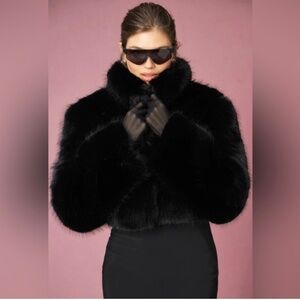 NWT ALO Yoga Opulent Faux Fur Cropped Jacket Coat XS